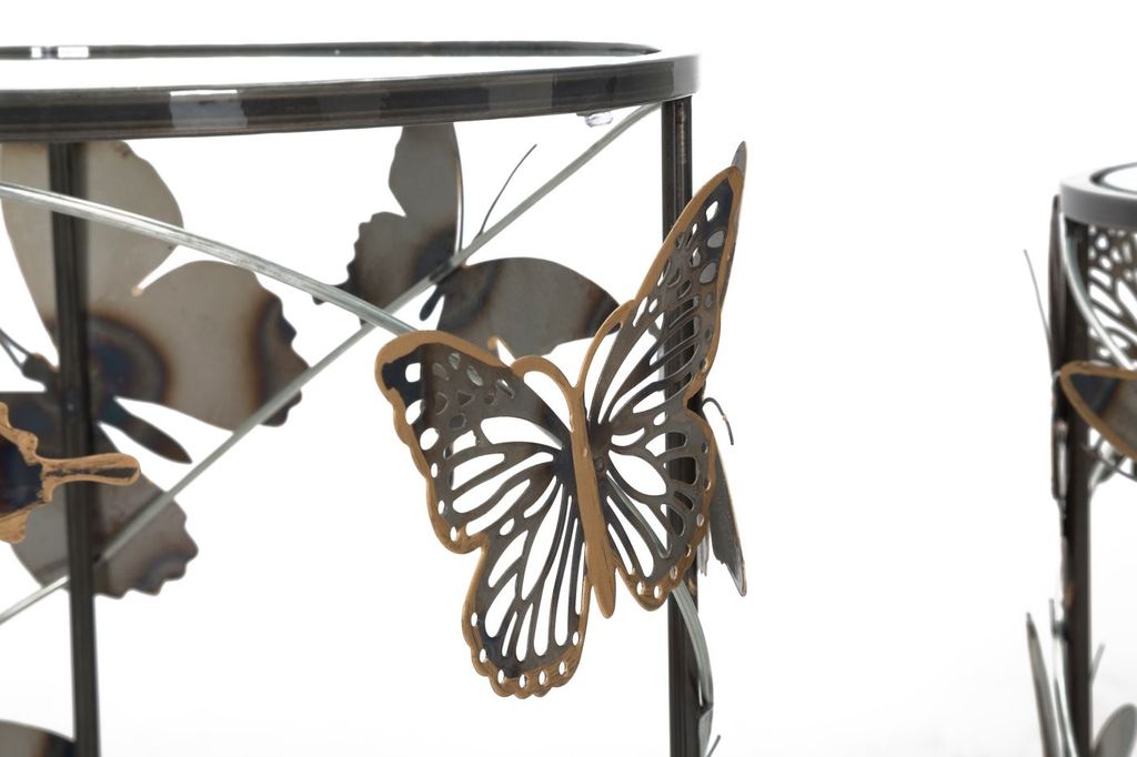 3d pillangókkal díszített asztalka szett, 2 db, sötétszürke-réz - nuee - butopêa